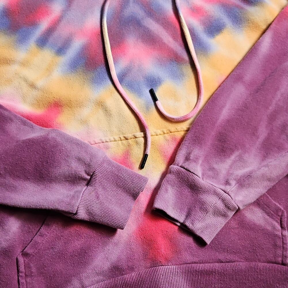 Wild Fable Tie-Dye Pullover Hoodie M 100% Cotton Purple Blue Yellow Red - Picture 4 of 9